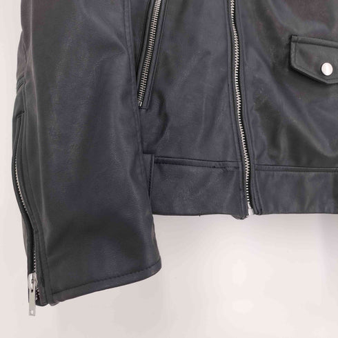 ザラ ZARA RELAXED FIT コーティング フェイクレザー ダブル ライダースジャケット メンズ import:M