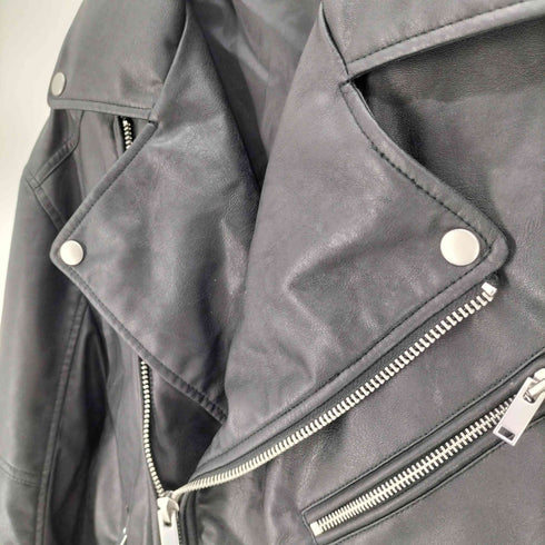 ザラ ZARA RELAXED FIT コーティング フェイクレザー ダブル ライダースジャケット メンズ import:M