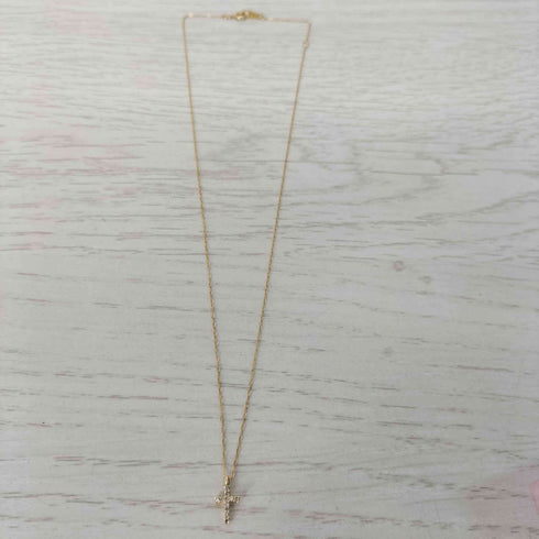 アガット agete K18 0.05ct 十字架 ゴールドネックレス レディース
