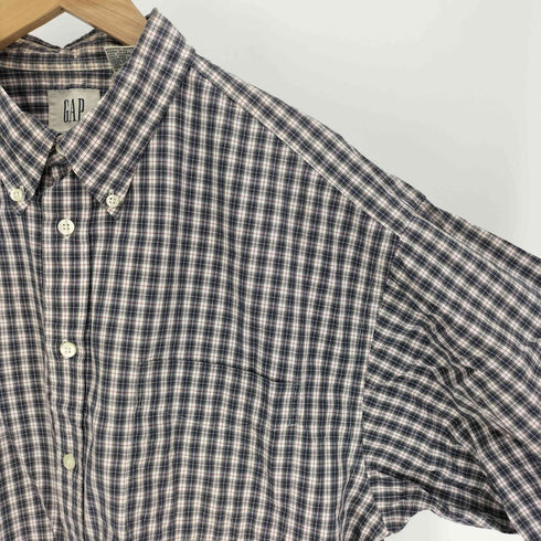 ギャップ Gap 90S OLD 白タグ チェック ボタンダウン S/S シャツ メンズ import:XL