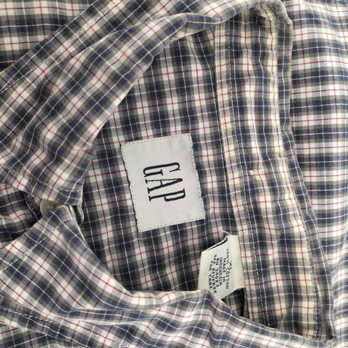 ギャップ Gap 90S OLD 白タグ チェック ボタンダウン S/S シャツ メンズ import:XL