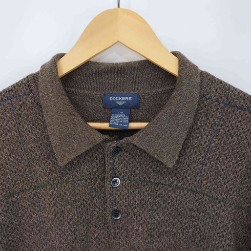 ドッカーズ DOCKERS 総柄アクリルニットポロ メンズ L/G