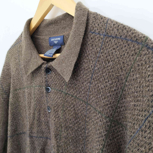 ドッカーズ DOCKERS 総柄アクリルニットポロ メンズ L/G