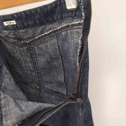 ミュウミュウ miu miu 90-00S イタリア製 Tuck Denim Skirt タック デニム スカート レディース 28