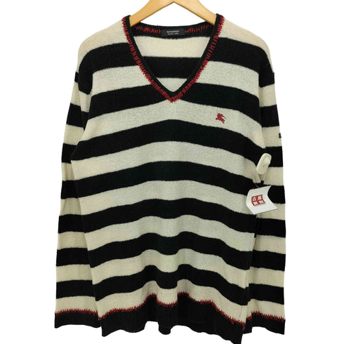 バーバリーブラックレーベル BURBERRY BLACK LABEL ホース刺繍ロゴ ボーダーパイルニット メンズ 2