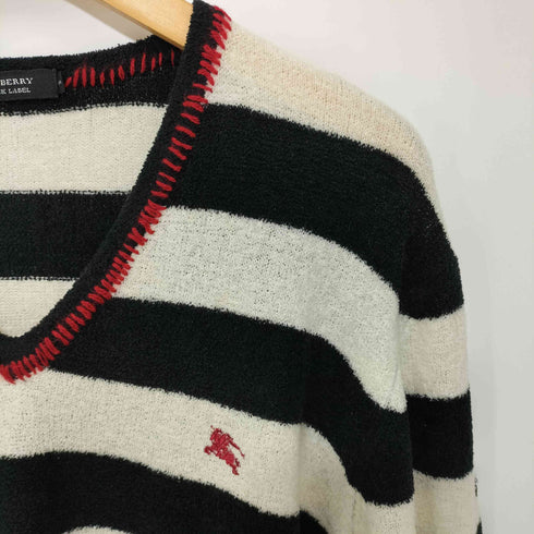 バーバリーブラックレーベル BURBERRY BLACK LABEL ホース刺繍ロゴ ボーダーパイルニット メンズ 2