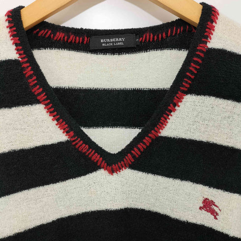 バーバリーブラックレーベル BURBERRY BLACK LABEL ホース刺繍ロゴ ボーダーパイルニット メンズ 2
