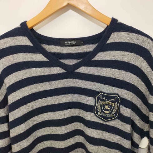 バーバリーブラックレーベル BURBERRY BLACK LABEL ホース刺繍ロゴ ボーダーニット メンズ 3