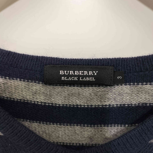 バーバリーブラックレーベル BURBERRY BLACK LABEL ホース刺繍ロゴ ボーダーニット メンズ 3