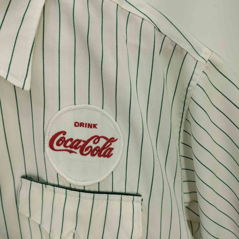 HARCO-DELUXE HART MFG 企業ロゴ 刺繍 ストライプ 半袖 ワークシャツ ヘリンボーンツイル メンズ