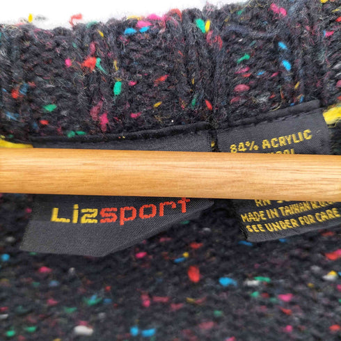 リズスポーツ Lizsport 台湾製 ウール混 ステッチ マルチカラーネップ カーディガン レディース import:M