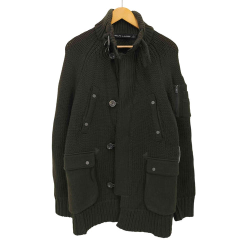 ラルフローレン RALPH LAUREN レザーエルボパッチ付き ニットジャケット メンズ M