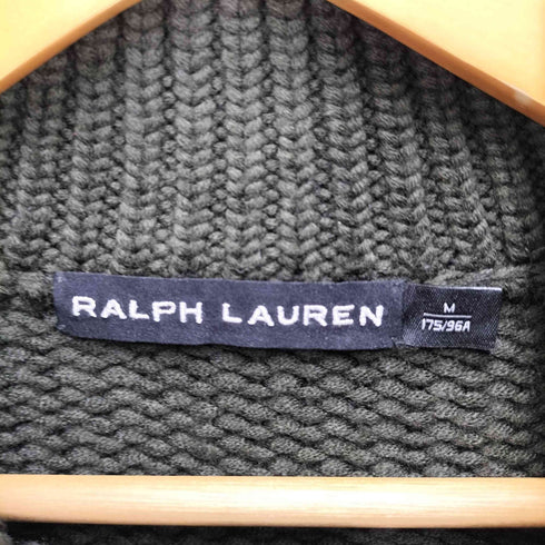 ラルフローレン RALPH LAUREN レザーエルボパッチ付き ニットジャケット メンズ M