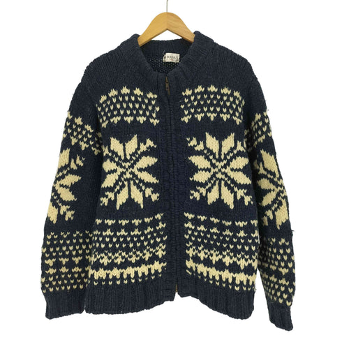 H.RIPAS バーズアイ ノルディック 柄 ウール ジップアップ ニット メンズ import:M