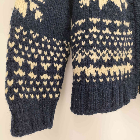 H.RIPAS バーズアイ ノルディック 柄 ウール ジップアップ ニット メンズ import:M