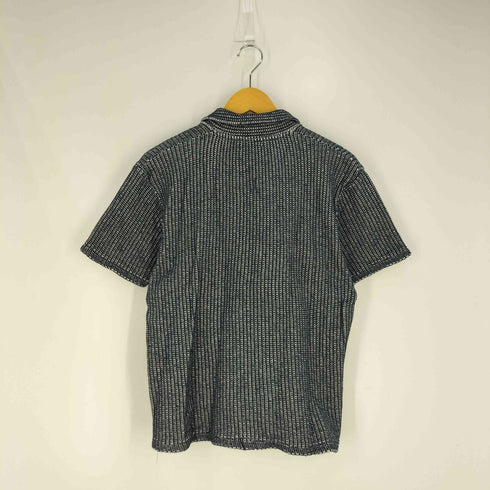 ザラ ZARA 裏地ストライプ ニット スキッパー ポロシャツ メンズ import:M