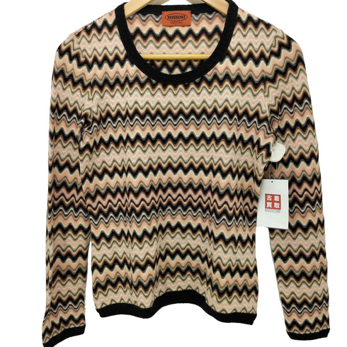 ミッソーニ MISSONI イタリア製 波打ち柄 Uネックニット レディース