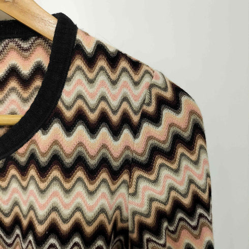 ミッソーニ MISSONI イタリア製 波打ち柄 Uネックニット レディース