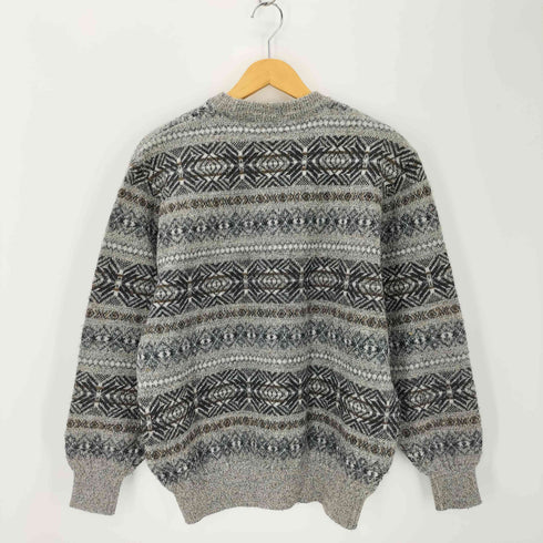 ダックスロンドン DAKS LONDON 総柄 フェアアイル アルパカ混 クルーネック ニット メンズ L