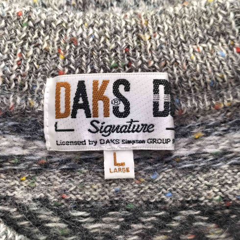 ダックスロンドン DAKS LONDON 総柄 フェアアイル アルパカ混 クルーネック ニット メンズ L