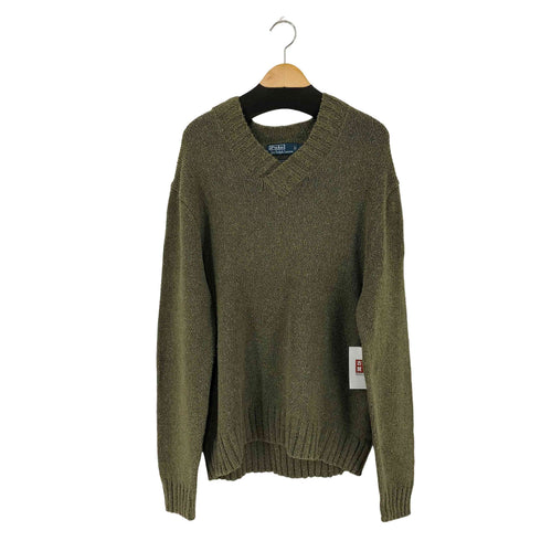 ポロバイラルフローレン Polo by RALPH LAUREN 90s エルボーパッチ アクリルリネン混コットンVネックニット メンズ import:XL