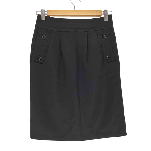 バーバリーブラックレーベル BURBERRY BLACK LABEL レーヨン混 2タックタイトスカート レディース FR:38-40