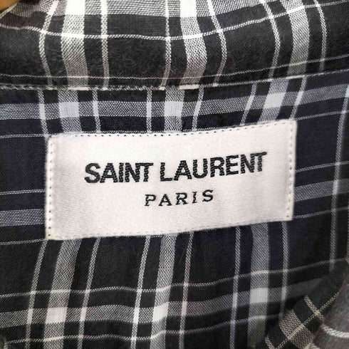 サンローランパリ SAINT LAURENT PARIS MADE IN ITALY 両ポケ コットンチェックL/Sシャツ メンズ UK:40