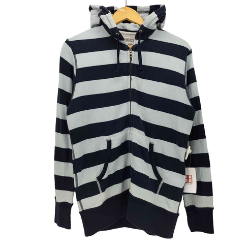 ユニクロ UNIQLO 00S OLD LIGHT WEIHT SWEAT ボーダー ダブルジップアップ パーカー Y2K グランジ メンズ JPN:L