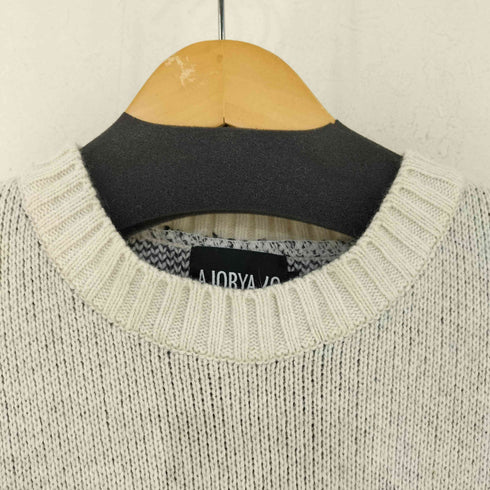 アジョバイアジョ AJOBYAJO DBOF Wool Knit Sweater フロントメッセージ ラムウールニット メンズ RELAXED