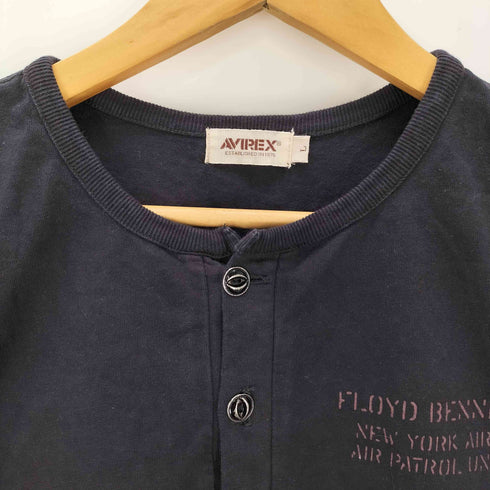 アヴィレックス AVIREX オーバーダイド ヘンリーネック フラッグ Tシャツ OVER DYED HENLY NECK FLAG T-SHIRT メンズ L