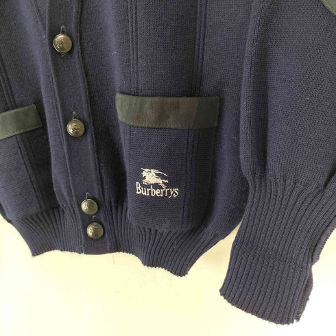 バーバリーズ BURBERRYS 肩スウェード切替ウールカーディガン MADE IN ENGLAND エルボーパッチ メンズ