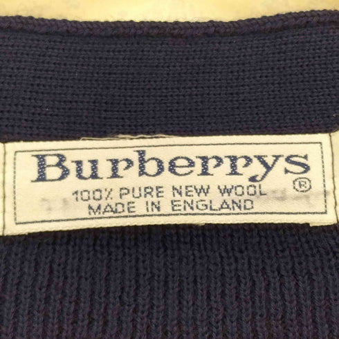 バーバリーズ BURBERRYS 肩スウェード切替ウールカーディガン MADE IN ENGLAND エルボーパッチ メンズ