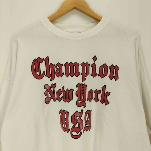 チャンピオン Champion オールドイングリッシュ ブラックレター グラフィックプリント ルーズフィット オーバーサイズ ロンT メンズ JPN:L