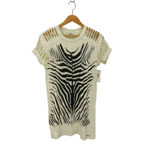 ディーゼル DIESEL ゼブラ柄ダメージ加工Tシャツ レディース import:XS