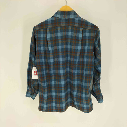 ペンドルトン PENDLETON 70S USA製 PURE VIRGIN WOOL フラップポケット ウール オープンカラー チェック シャツ メンズ import:S