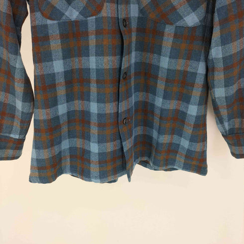 ペンドルトン PENDLETON 70S USA製 PURE VIRGIN WOOL フラップポケット ウール オープンカラー チェック シャツ メンズ import:S