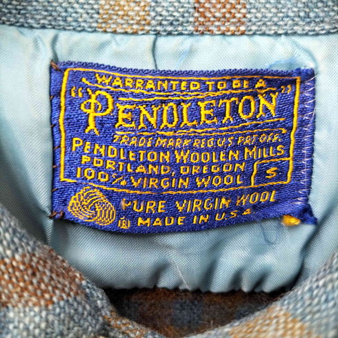 ペンドルトン PENDLETON 70S USA製 PURE VIRGIN WOOL フラップポケット ウール オープンカラー チェック シャツ メンズ import:S