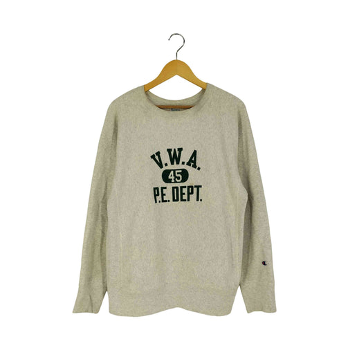 チャンピオン Champion 青単復刻 REVERSE WEAVE リバースウィーブ フロントプリント クルーネックスウェット メンズ import:XL