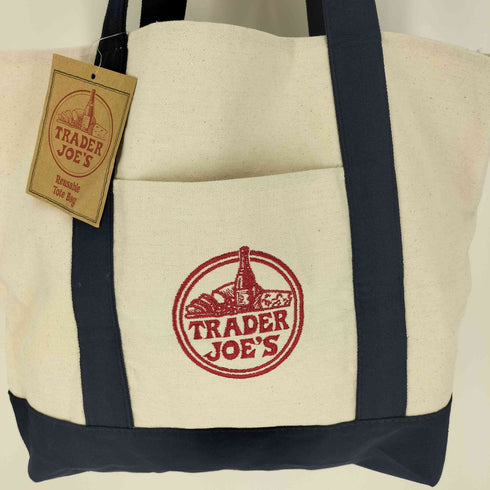 TRADER JOE'S ロゴ 刺繍 キャンバス トートバッグ エコバッグ レディース