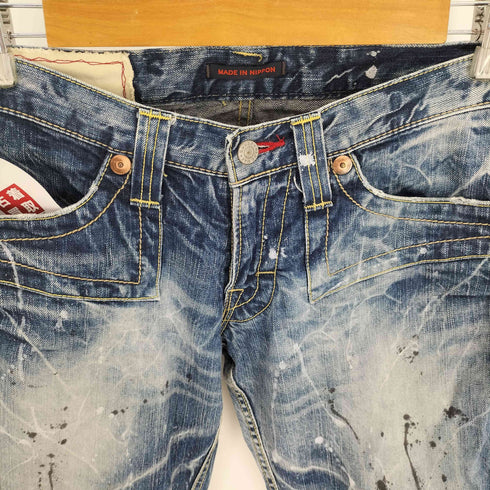 ブルーウェイ BLUE WAY ペイント加工 ウォッシュド ローライズ フレア デニム パンツ Y2K メンズ JPN:M