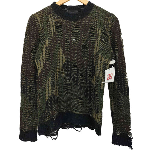 ディーゼル DIESEL Y2K グランジ ダメージ加工 迷彩 ニット メンズ import:XS