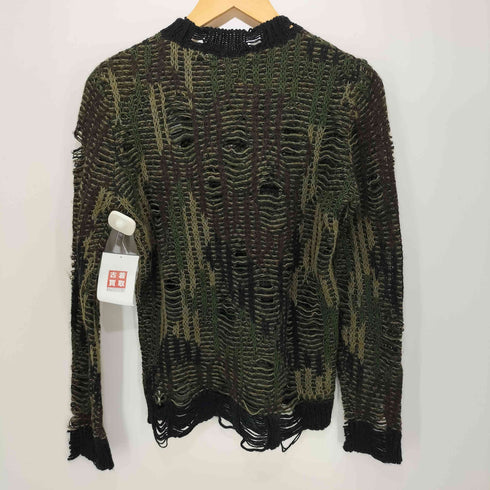 ディーゼル DIESEL Y2K グランジ ダメージ加工 迷彩 ニット メンズ import:XS