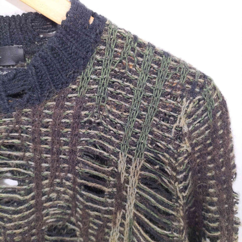 ディーゼル DIESEL Y2K グランジ ダメージ加工 迷彩 ニット メンズ import:XS