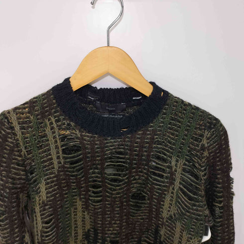 ディーゼル DIESEL Y2K グランジ ダメージ加工 迷彩 ニット メンズ import:XS