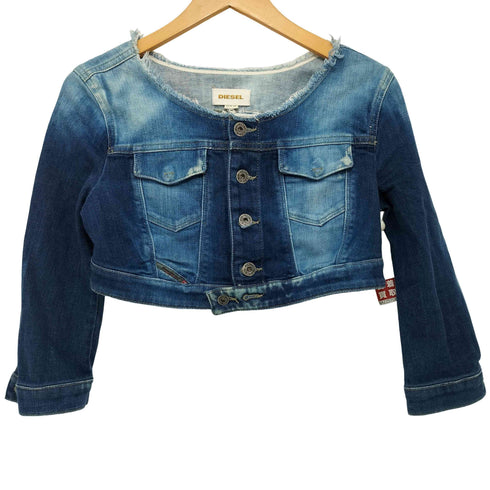 ディーゼル DIESEL ノーカラー ショートデニムジャケット レディース import:XS