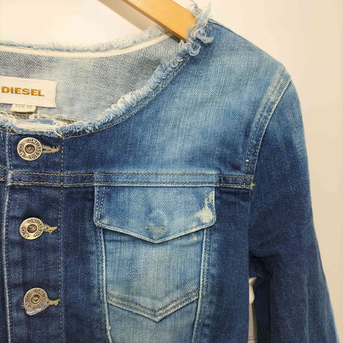 ディーゼル DIESEL ノーカラー ショートデニムジャケット レディース import:XS