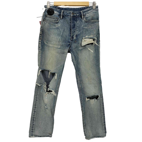 スビ KSUBI Chitch Punk Blue Thrashed ダメージ クラッシュ クロス スキニーデニム メンズ 31