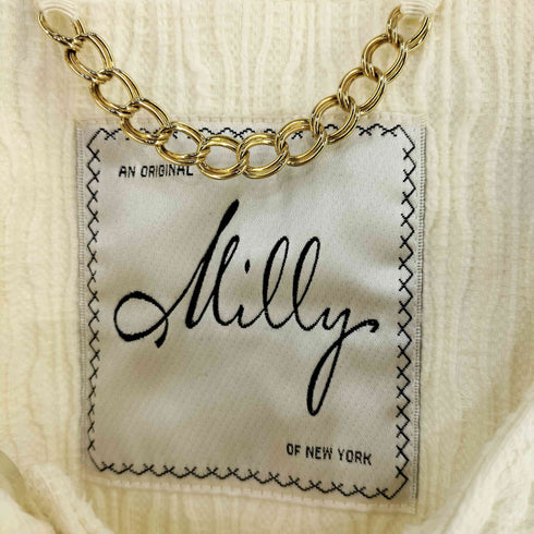 MILLY 金ボタン ノーカラー ハーフコート レディース