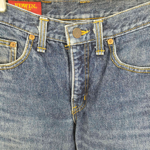エドウィン EDWIN 80S USA製 革パッチ 5ポケット ジップフライ テーパード デニム パンツ メンズ 28×32