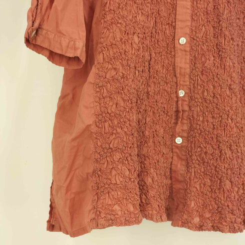 プランテーション Plantation 19SS プリーツ フラワー刺繍 切替 レギュラーカラー ロング シャツ レディース JPN:2